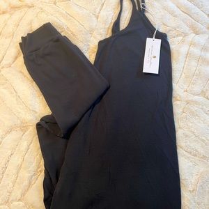 Spiritual Gangster dark gray ribbed onsie jumpsuit